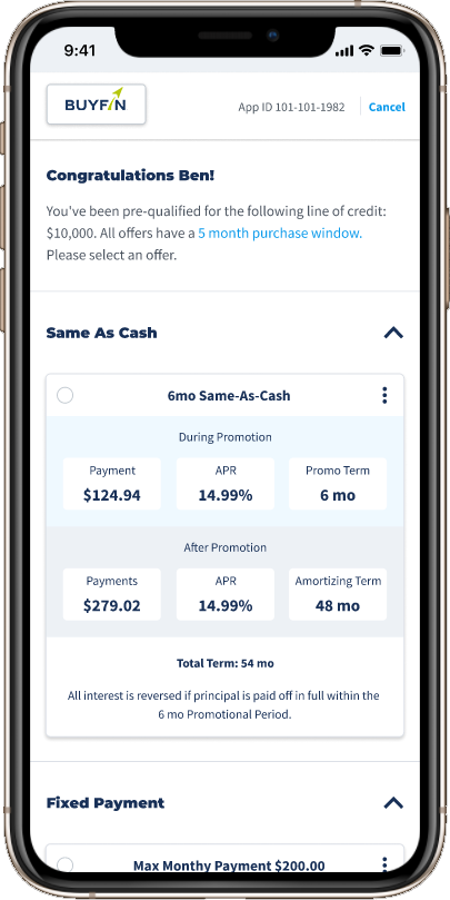 phone view of BuyFin